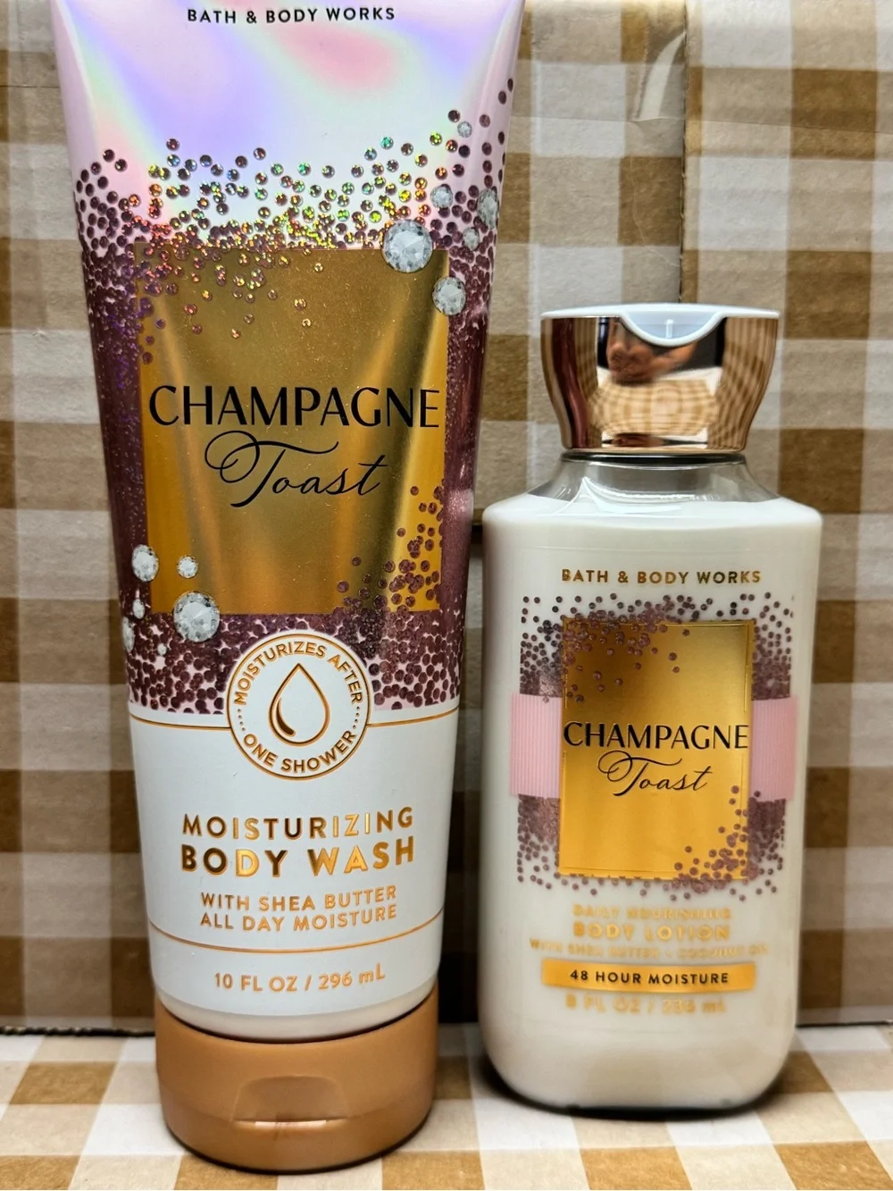 NEW B&BW Champagne Toast Moisturizing Body Wash and 48 hr moisture Body Lotion